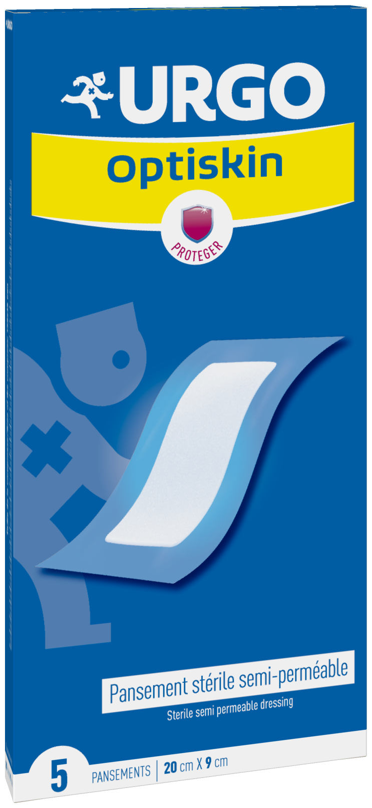 URGO OPTISKIN PANSEMENT STERILE SEMI PERMEABLE 5 UNITES 20 X 9CM