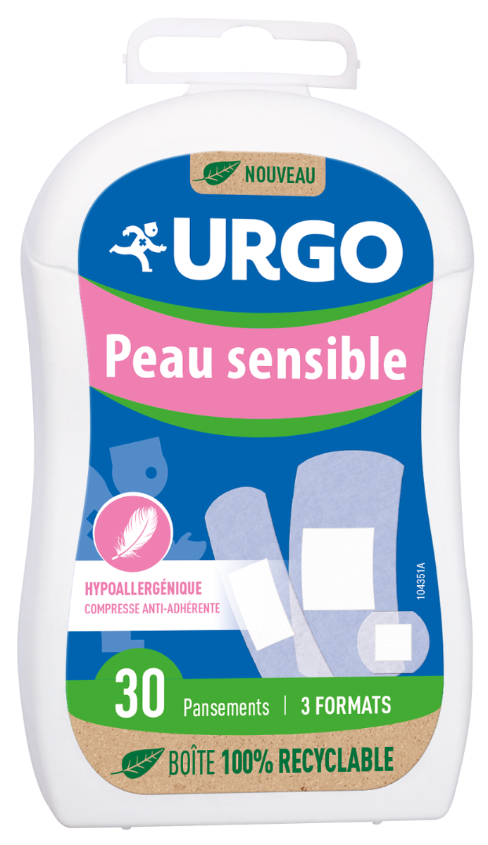 URGO PEAU SENSIBLE 3 FORMATS 30 PANSEMENTS