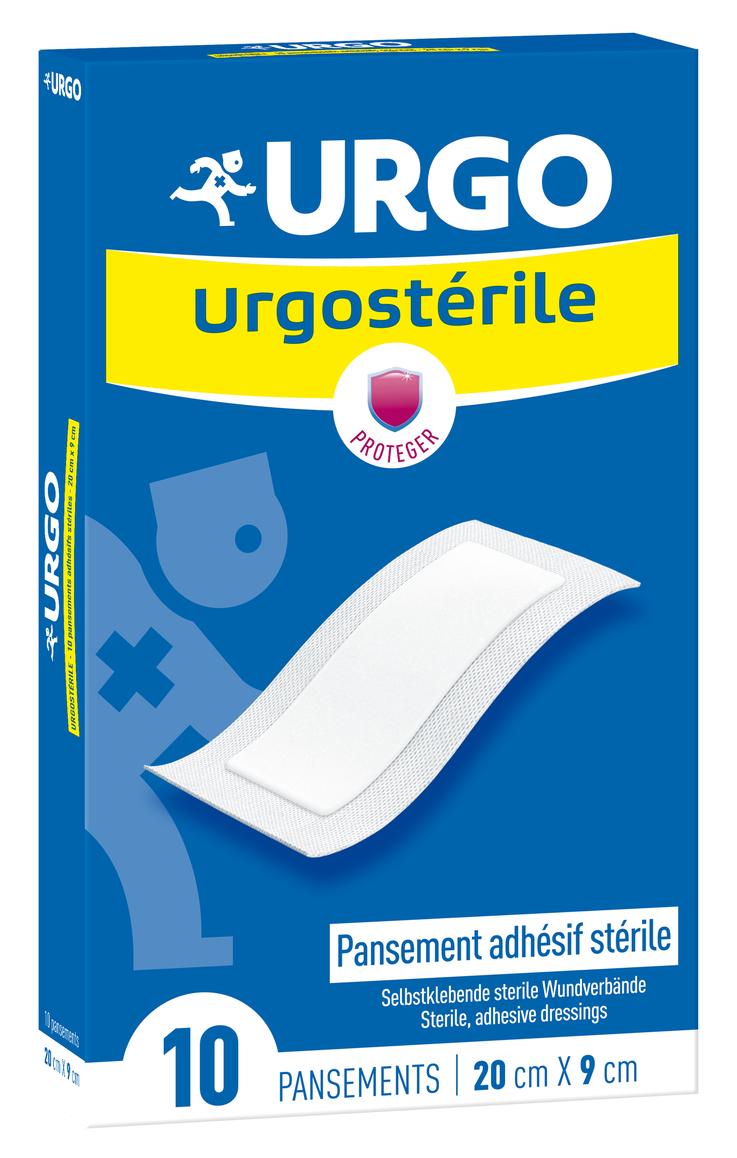 URGO URGOSTERILE PANSEMENT ADHESIF STERILE 20X9CM 10 PANSEMENTS