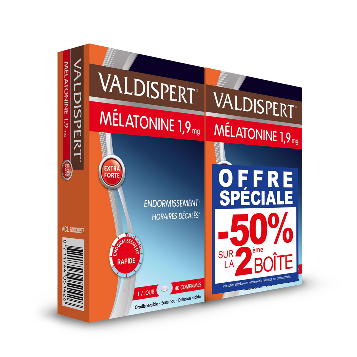 VALDISPERT MELATONINE 1 9MG 2X40 COMPRIMES ORODISPERSIBLES