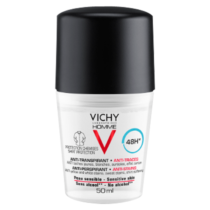 VICHY HOMME DEODORANT ANTI TRANSPIRANT ANTI TRACES 48H 50ML