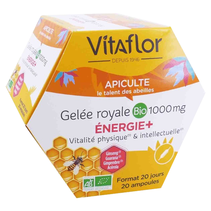 VITAFLOR APICULTE GELEE ROYALE BIO 1000MG ENERGIE 20 AMPOULES