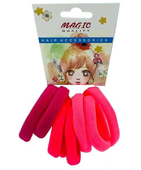BANDES ÉLASTIQUES À CHEVEUX DE QUALITÉ MAGIQUE ASSORTIES TP15PINK 