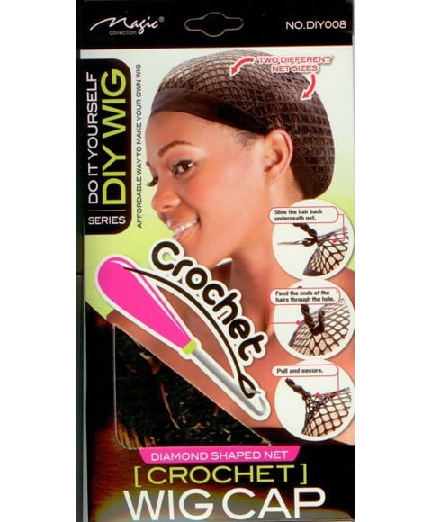 Bonnet de perruque en filet en forme de diamant au crochet, série DIY DIY008 