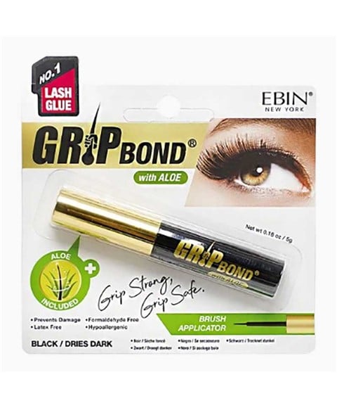 COLLE À CILS NOIRE À L'ALOE NOIR EBIN NEW YORK GRIP BOND 