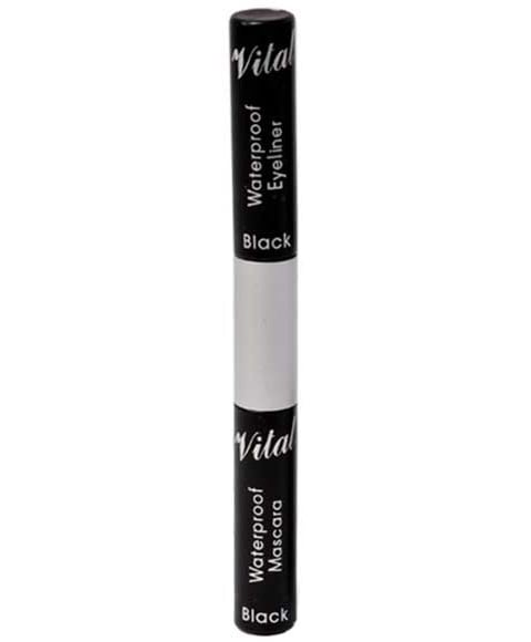 DUO MASCARA ET EYELINER IMPERMÉABLES 2 EN 1 NOIR