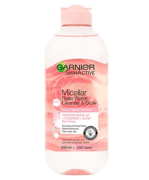 EAU DE ROSE MICELLAIRE NETTOYANTE ET ÉCLATANTE POUR LA PEAU 