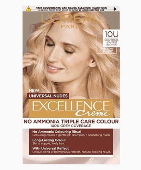 EXCELLENCE CREME SANS AMMONIAQUE TRIPLE CARE COULEUR DE CHEVEUX 10U UN