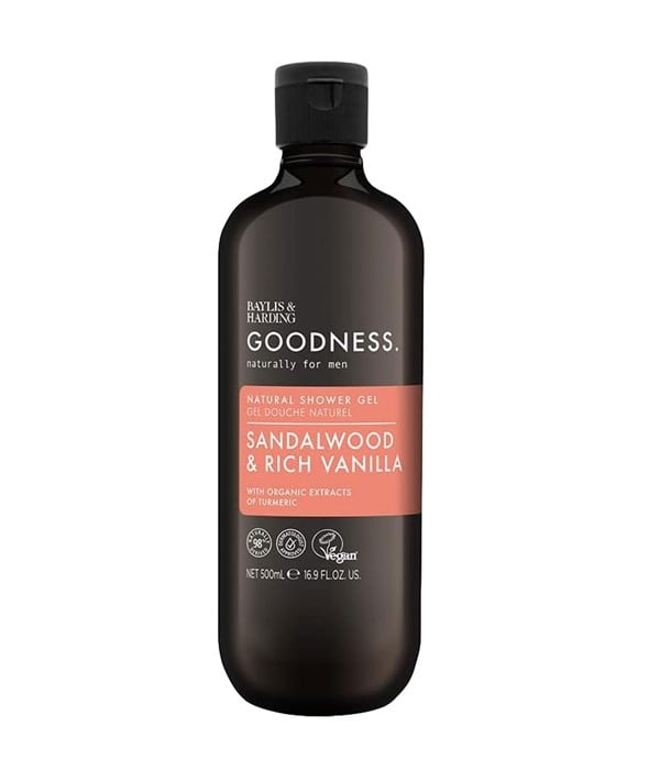 GOODNESS MEN DOUCHE NATURELLE AU BOIS DE SANTAL ET À LA VANILLE RICHE GE