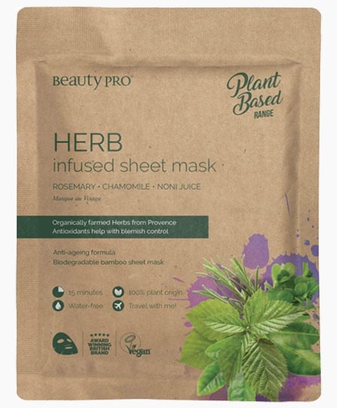 MASQUE EN FEUILLE INFUSÉ AUX HERBES À BASE DE PLANTES 