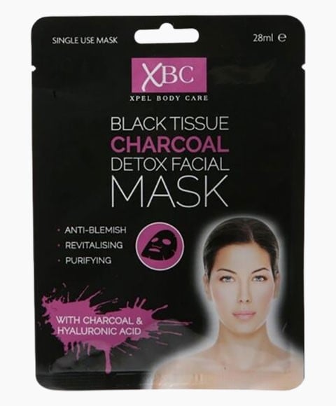 MASQUE FACIAL DÉTOX AU CHARBON DE TISSU NOIR XBC XPEL BODY CARE