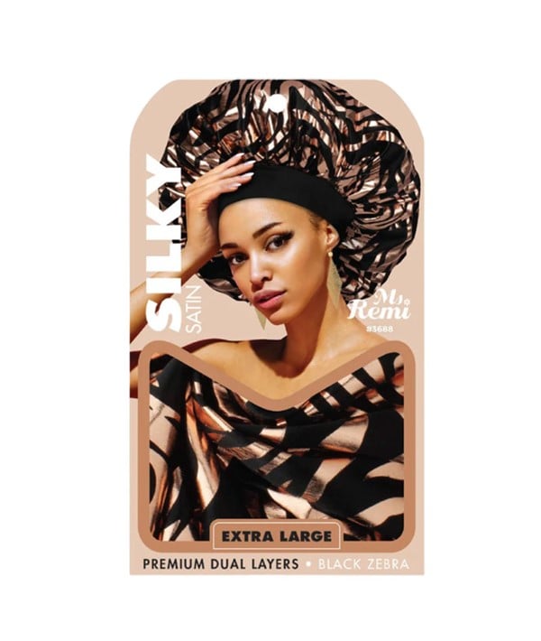 MS REMI LINGERIE SILKY SATIN BONNET EXTRA LARGE NAVY ZEBRA