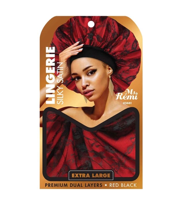 MS REMI LINGERIE SILKY SATIN BONNET EXTRA LARGE ROUGE NOIR