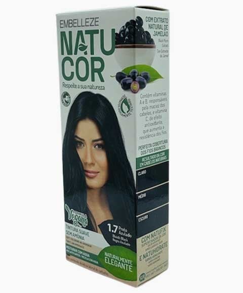 NATUCOR VEGAN COULEUR PERMANENTE SANS AMMONIAQUE 1.7 NOIR BLEUâtre
