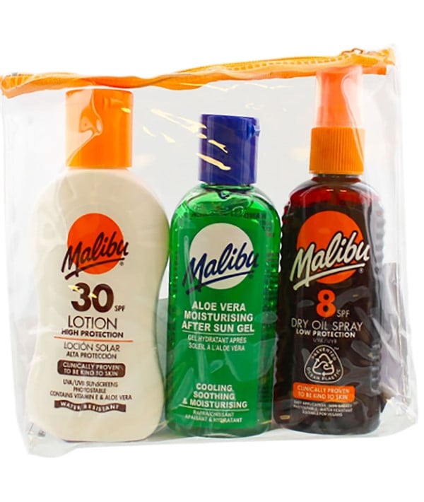 PACK D'HUILE SÈCHE MALIBU TRAVEL BAG AVEC SPF8 ET SPF30