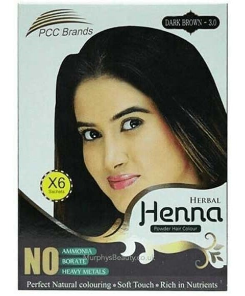 PCC BRANDS COULEUR DE CHEVEUX EN POUDRE DE HENNA À BASE DE PLANTES BRUN FONCÉ