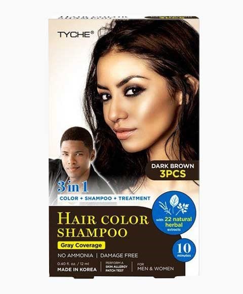 SHAMPOOING POUR COULEUR DE CHEVEUX TYCHE 3IN1 BRUN FONCÉ