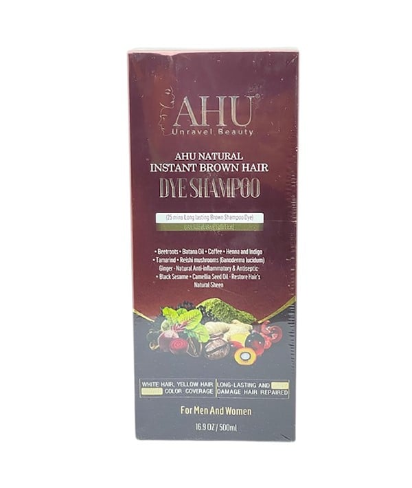 SHAMPOOING TEINTURE INSTANTANÉE NATUREL AHU POUR CHEVEUX BRUNS 