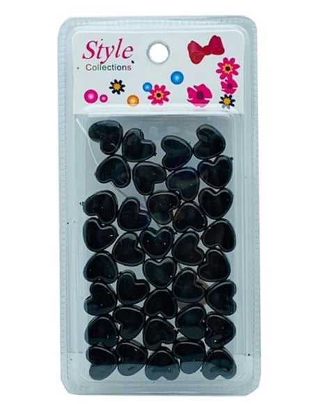 STYLE COLLECTION PERLES À CHEVEUX EN FORME DE COEUR BD003BLK 