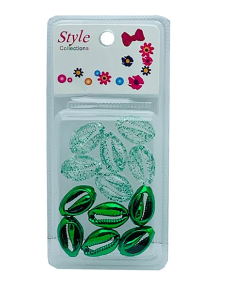 STYLE COLLECTION PERLES DE COQUILLES 2 TONS BD015 VERT